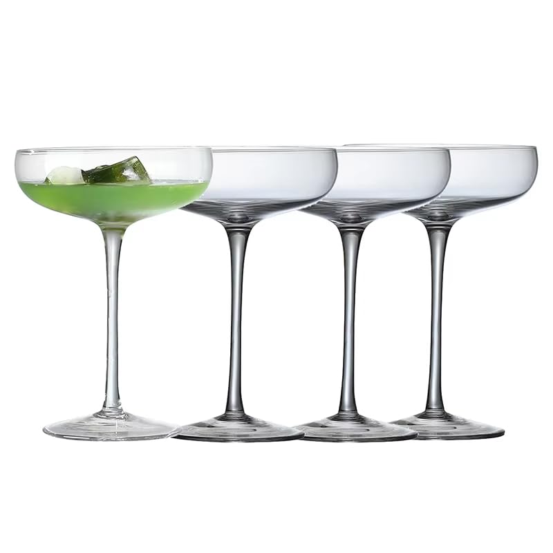 Set of 4 6 Oz Crystal Clear Stemmed Coupe Glasses J4335