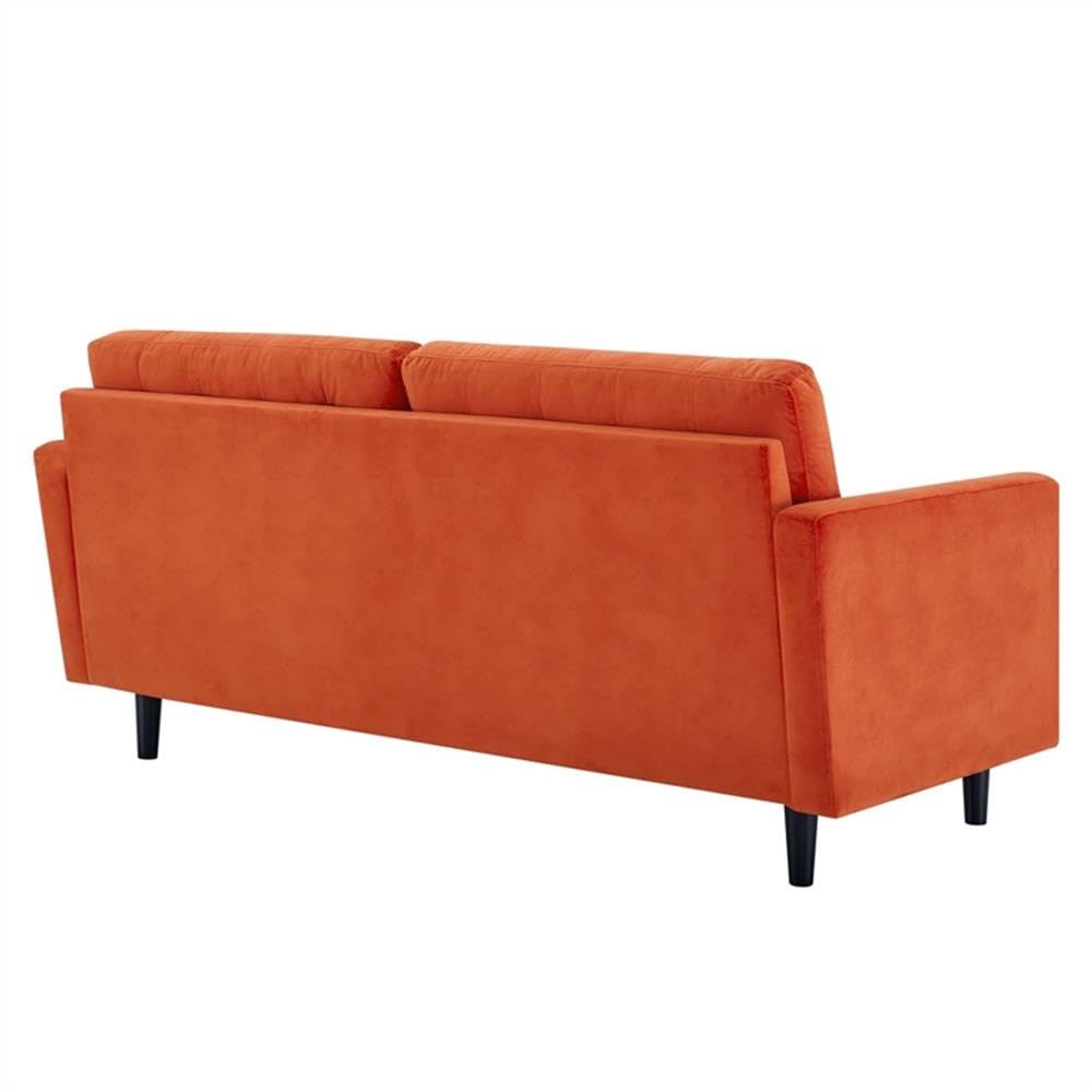 Orange Velvet Tufted Sofa with Black Wood Legs L792900