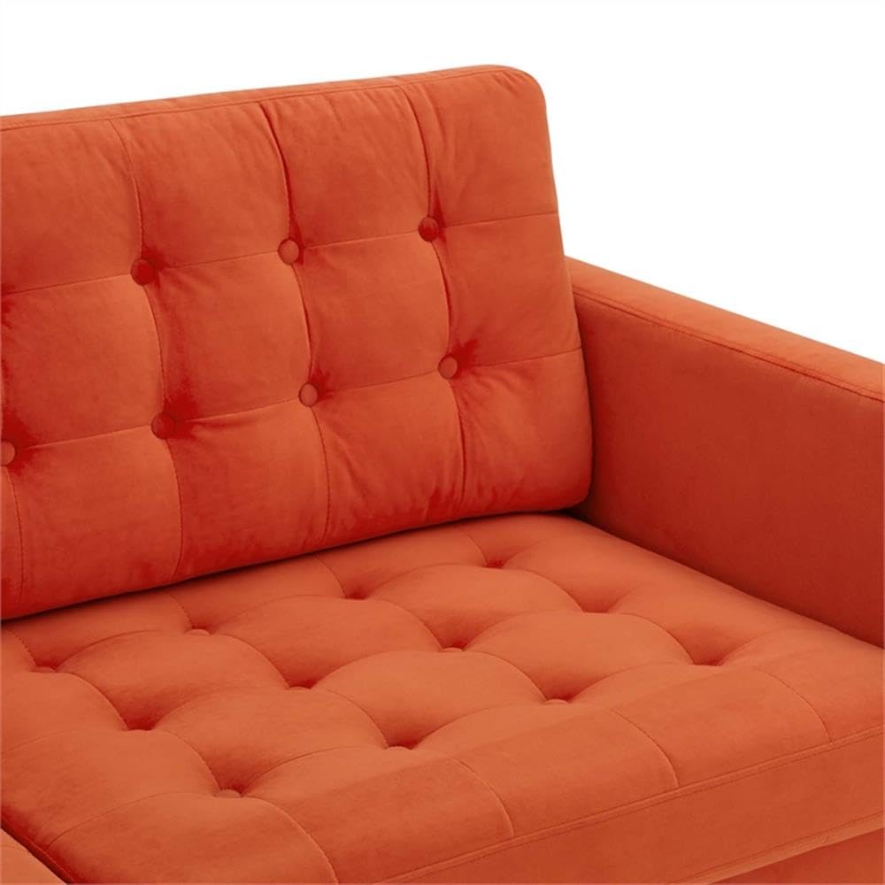 Orange Velvet Tufted Sofa with Black Wood Legs L792900