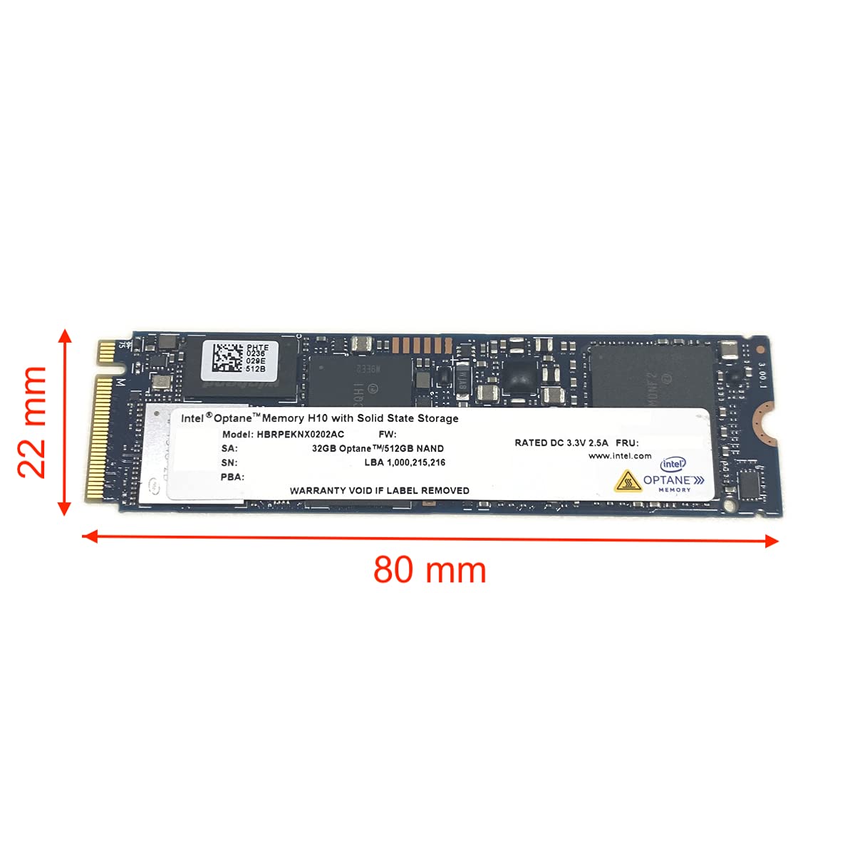 32GB Optane Memory with 512GB SSD M.2 2280 NVMe PCIe Gen3 x4 W731