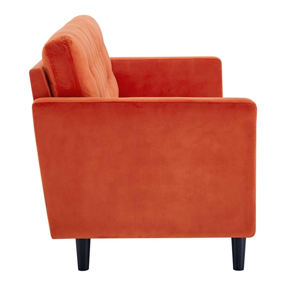 Orange Velvet Tufted Sofa with Black Wood Legs L792900
