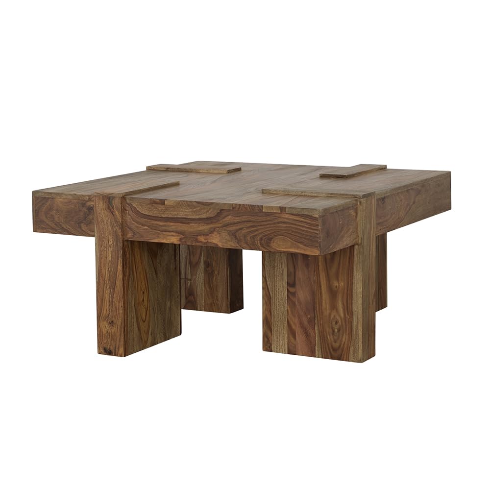Sheesham Wood Square Coffee Table with Wooden Legs P7583
