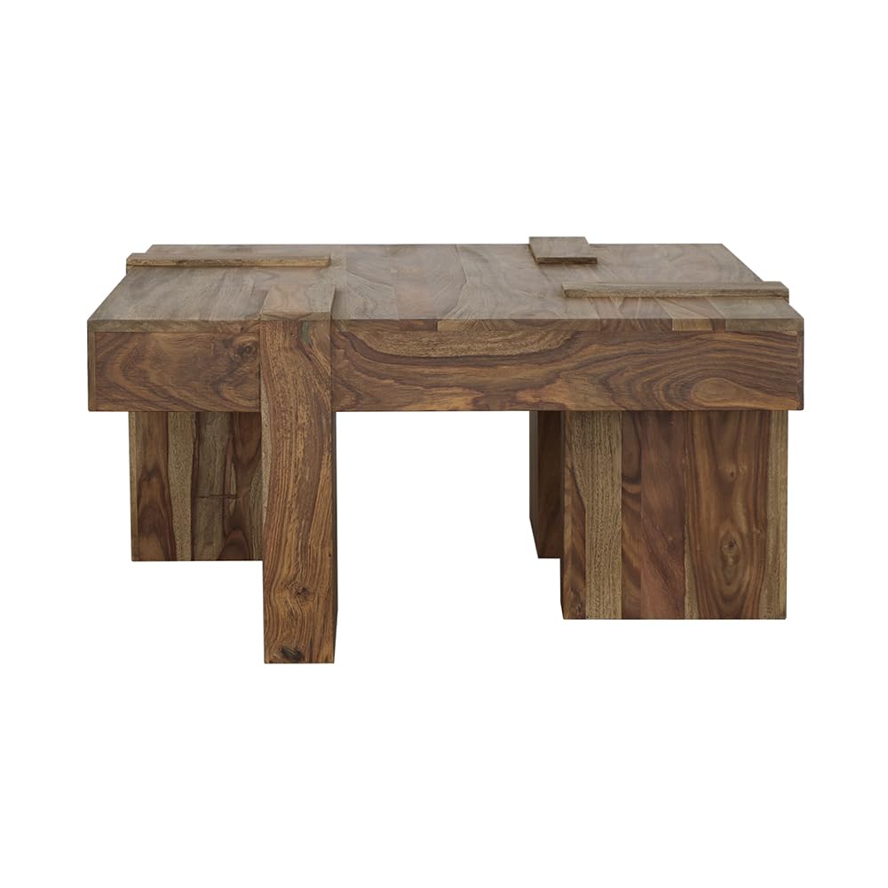 Sheesham Wood Square Coffee Table with Wooden Legs P7583