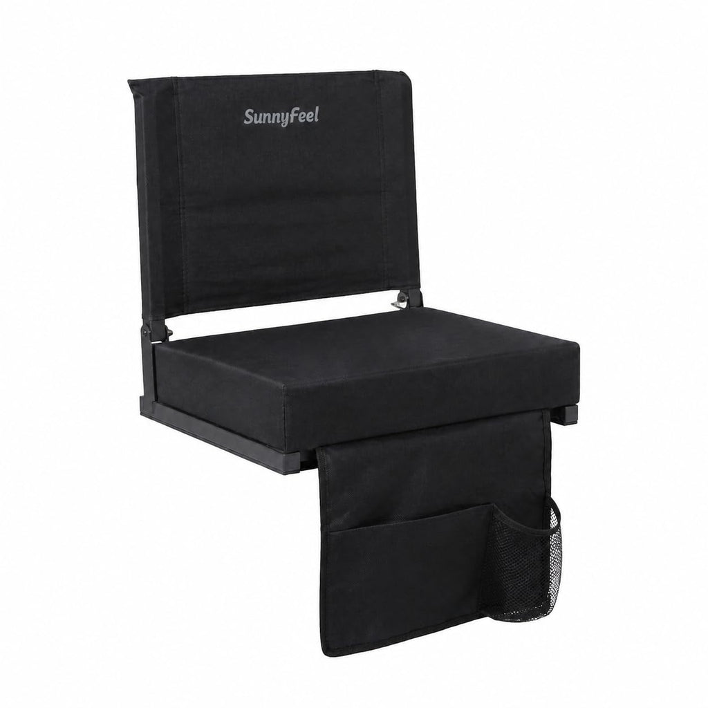 Folding Bleacher Seat with Cushion and Storage Pocket M1293