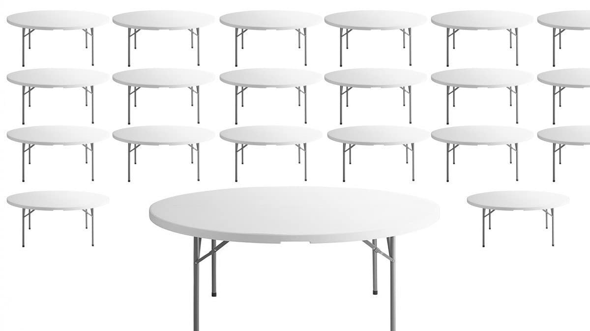 White 6-ft Plastic Folding Round Table M83679