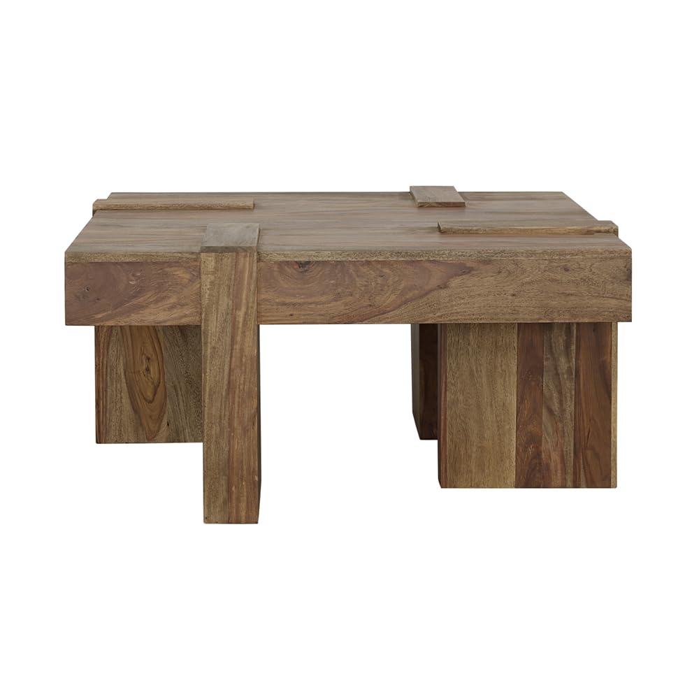 Sheesham Wood Square Coffee Table with Wooden Legs P7583