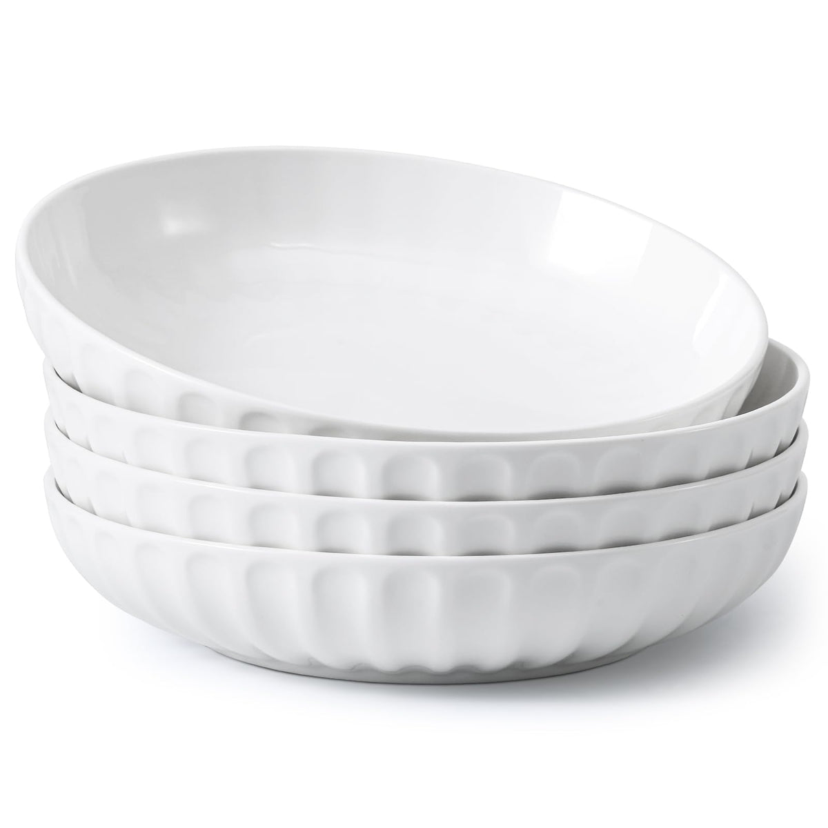 10" White Ceramic Pasta Bowls Set of 4 C808