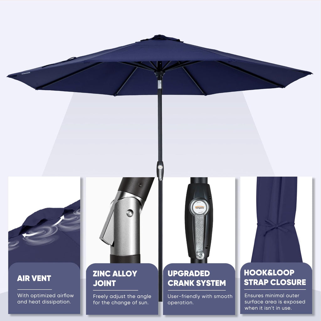 Patio Market Outdoor Table Umbrella with Auto Tilt and Crank D542150