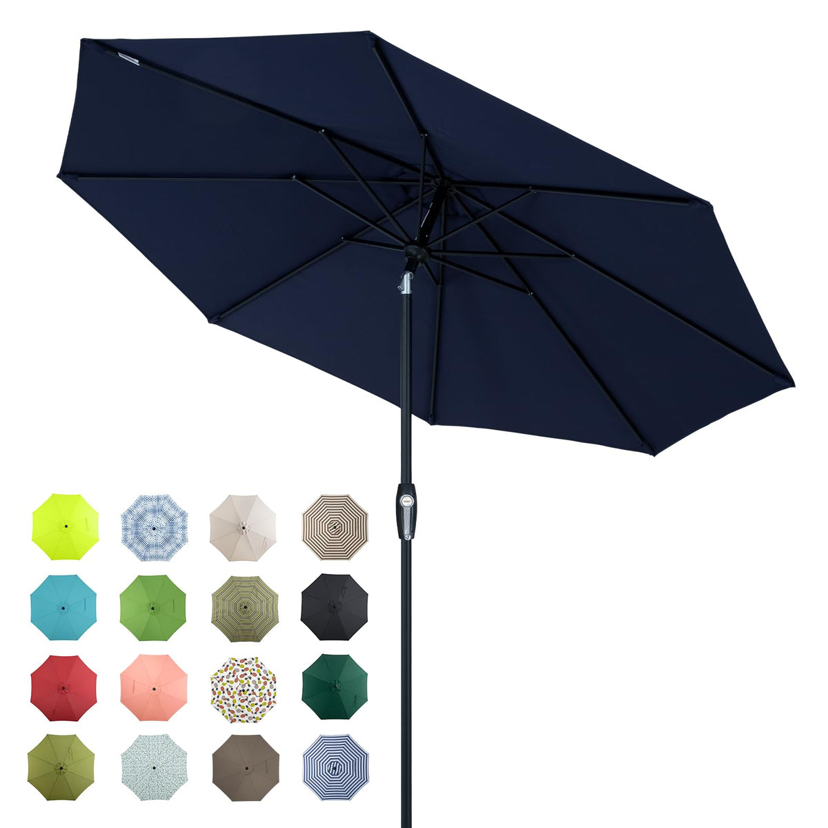 Patio Market Outdoor Table Umbrella with Auto Tilt and Crank D542150