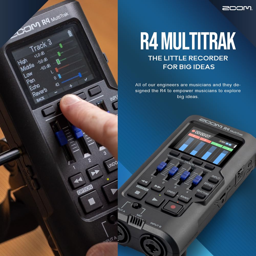 32-Bit Float 4-Track Recorder with Dual XLR/TS Inputs and Built-In Mic B97501