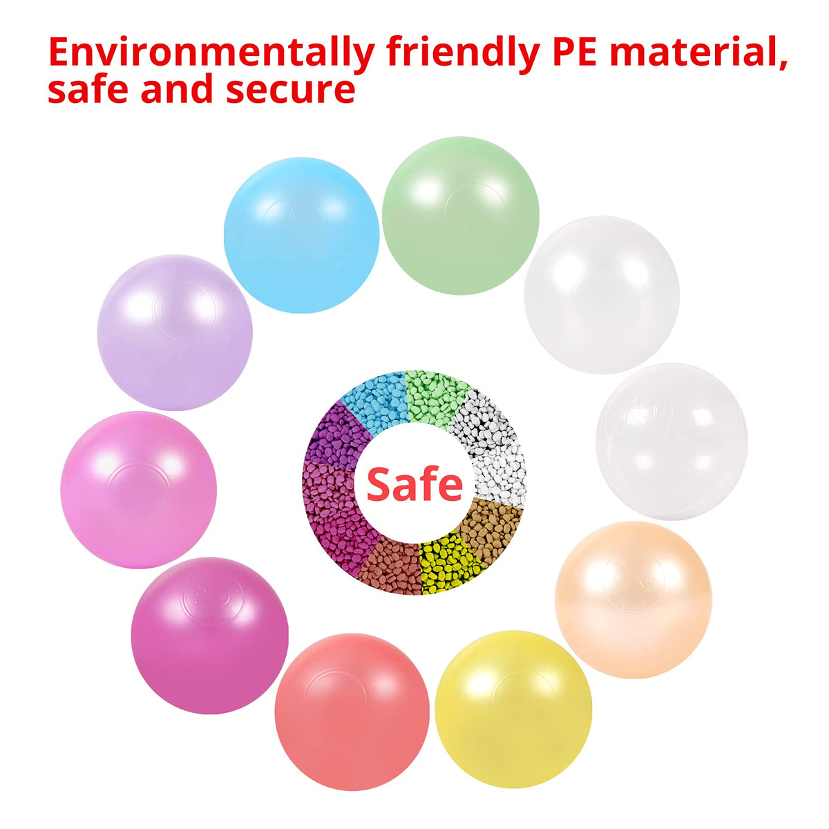 Pack of 100 200 500 BPA Free Non-Toxic Crush Proof Plastic Ball Pit Balls H132
