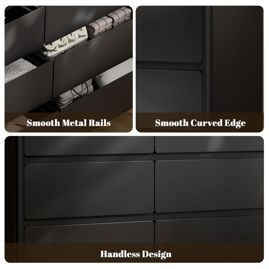 Black 9 Drawer Dresser with LED Lights P771