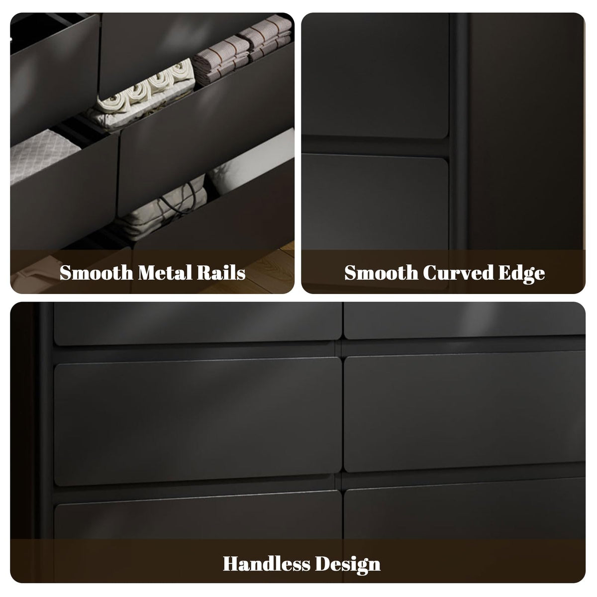 Black 9 Drawer Dresser with LED Lights P771