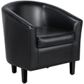 Black Faux Leather Barrel Accent Chairs V4379