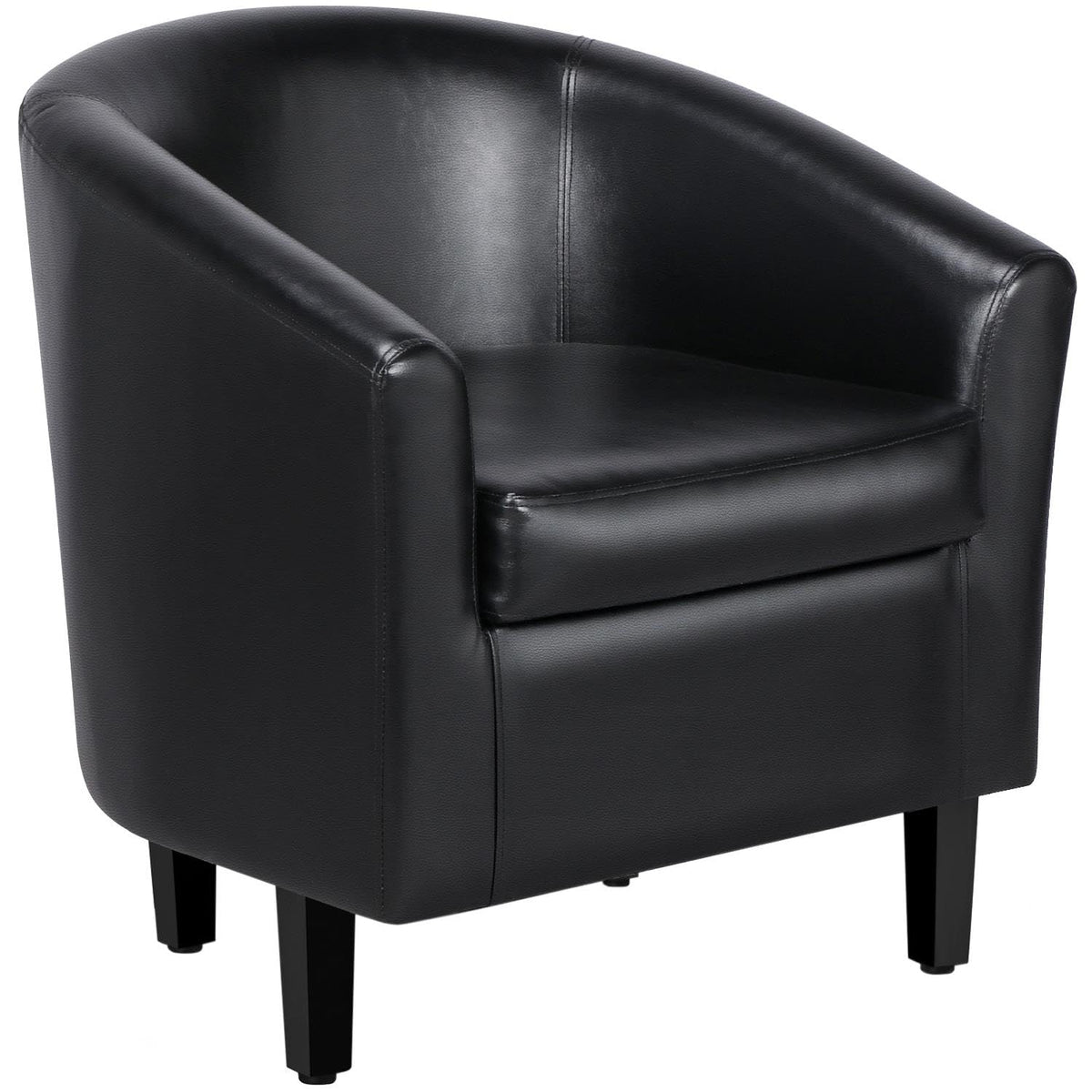 Black Faux Leather Barrel Accent Chairs V4379