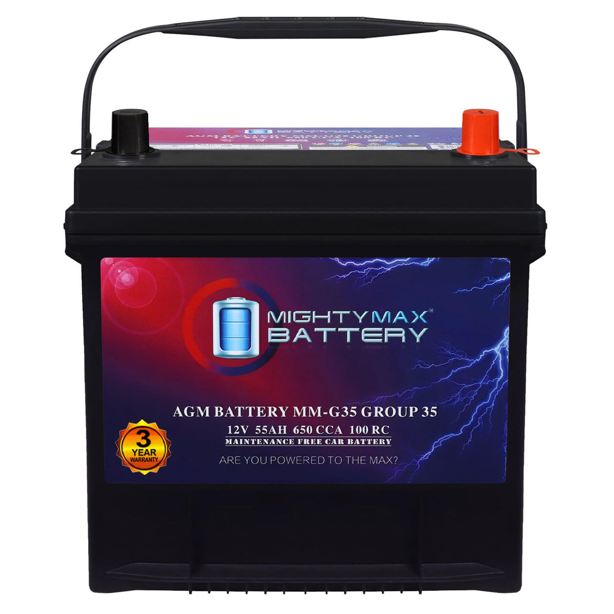 12V 55Ah AGM 650 CCA Replacement Battery N85449