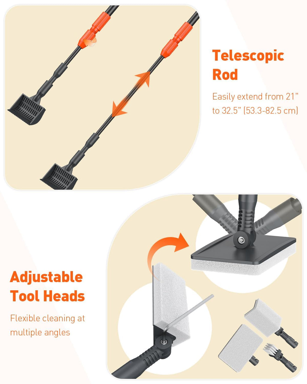 7 in 1 Aquarium Cleaning Kit with Adjustable Long Handle S6943