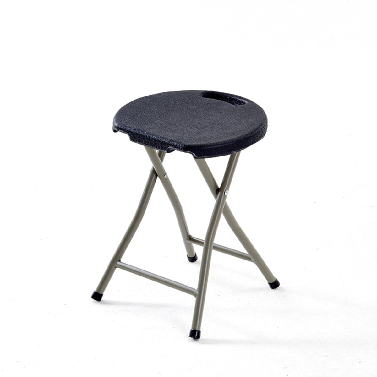 18 Inch Portable Folding Stool with Handle, 500lbs Capacity Round Plastic Chair E905036