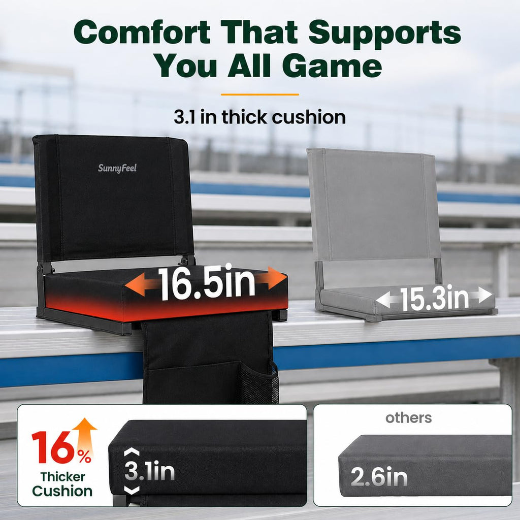 Folding Bleacher Seat with Cushion and Storage Pocket M1293