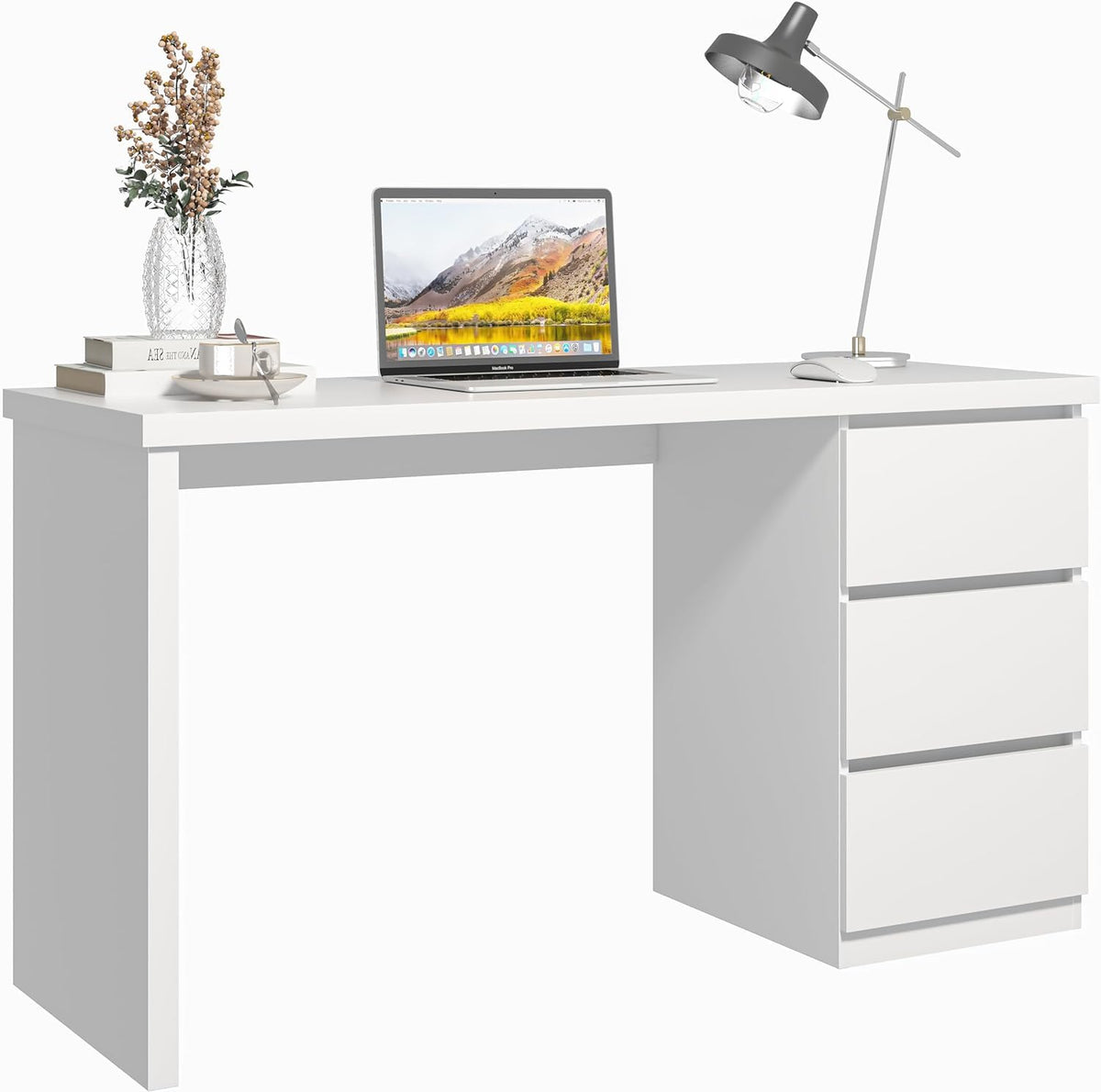 White Desk with Drawers B24356