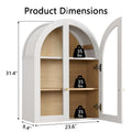 White Arched Wall Mount Bathroom Cabinet with Glass Doors S925