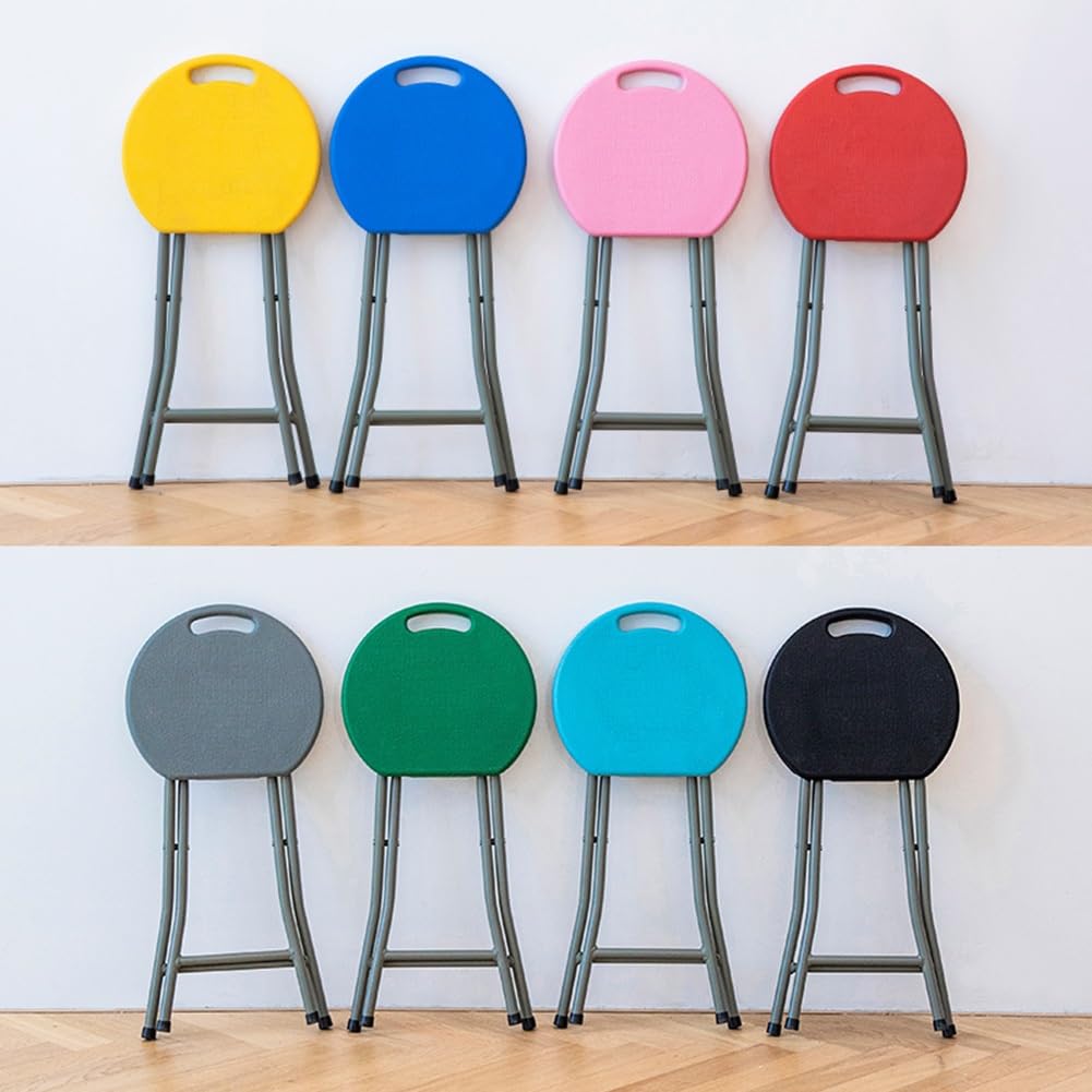 18 Inch Portable Folding Stool with Handle, 500lbs Capacity Round Plastic Chair E905036