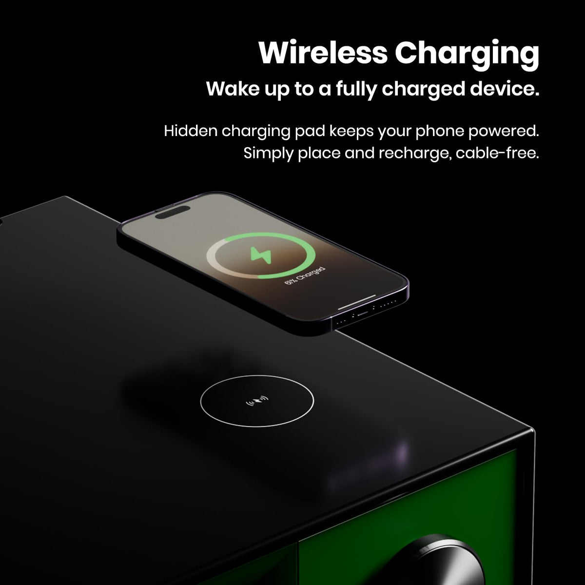 Bluetooth Wireless Charging Speaker Nightstand with 2 Drawers L7375