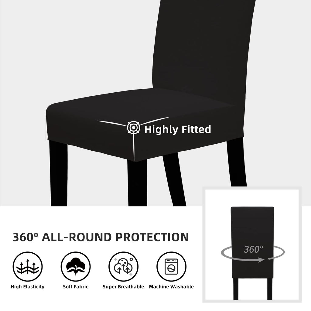 Black Stretch Dining Room Chair Slipcovers Set of 4 T96161