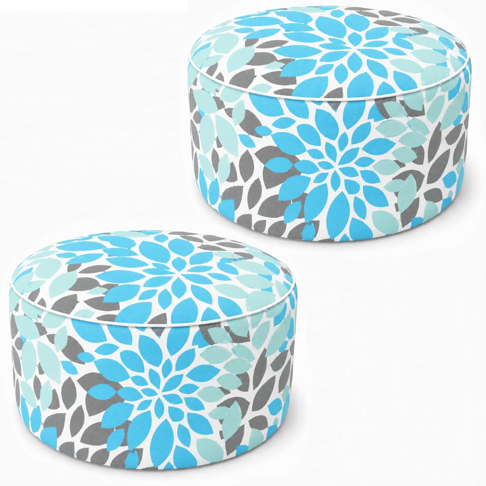 Inflatable Outdoor Ottoman 2 Pack Teal Grey E736