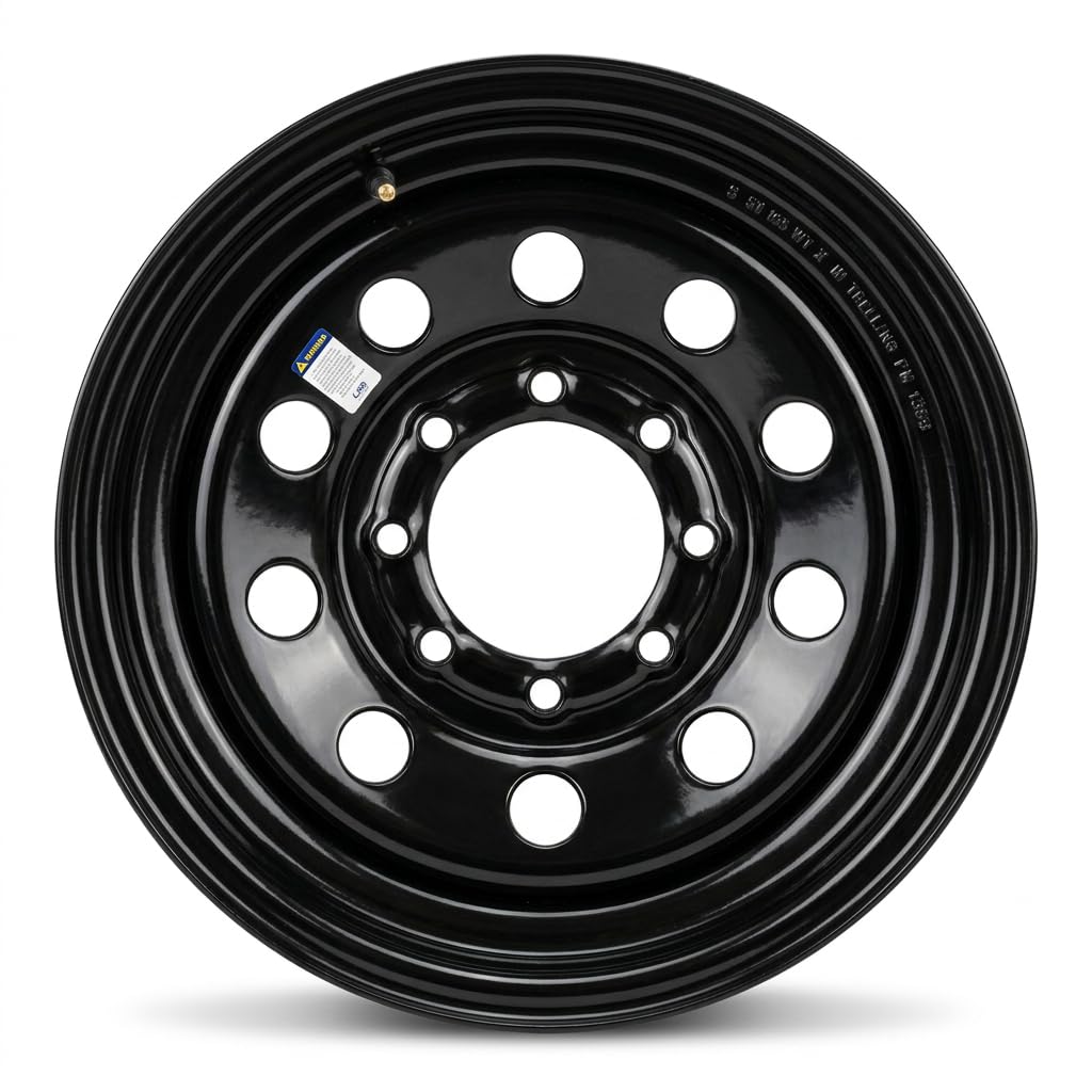 16x6 Black Modular Steel Trailer Wheels 8 Lug H413651