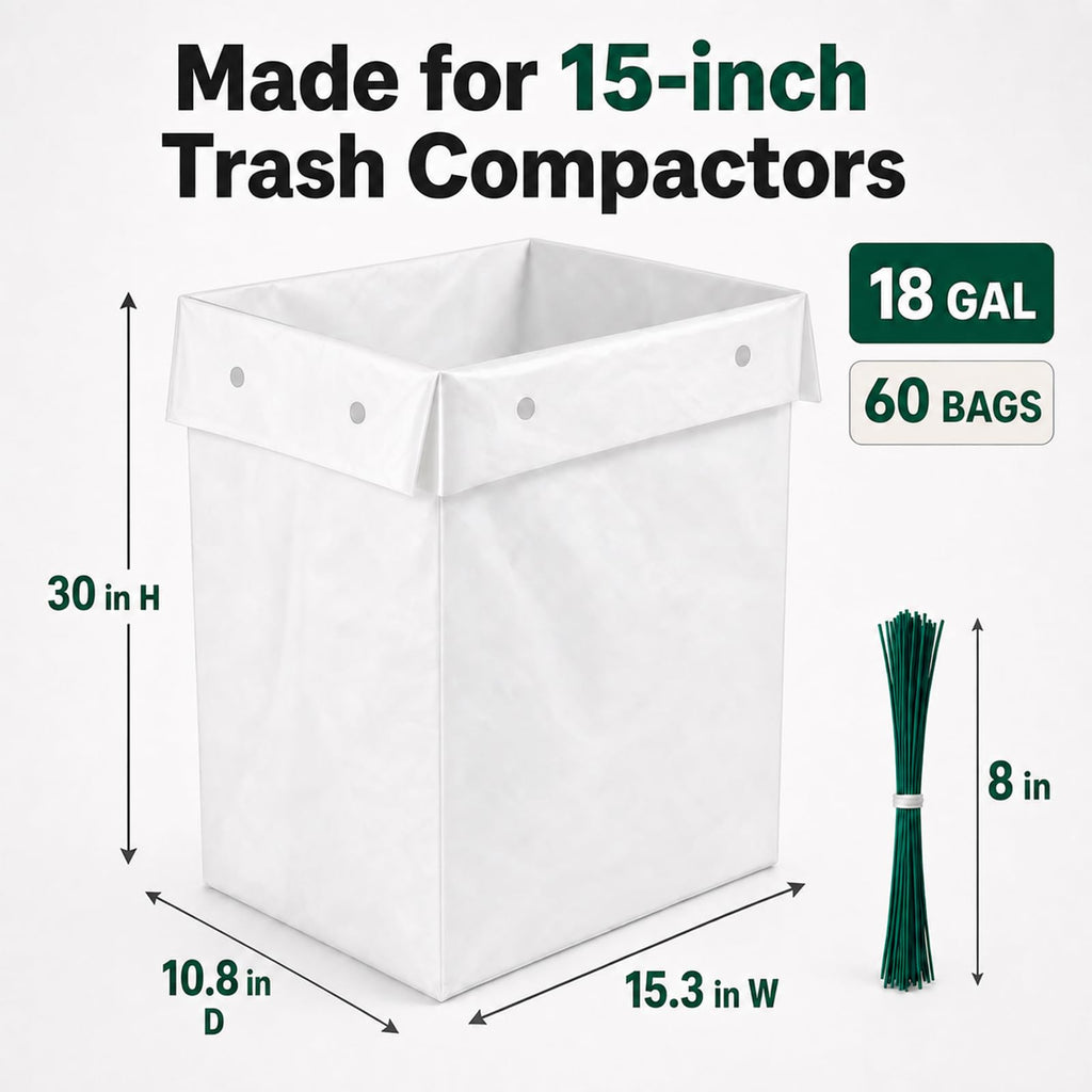 60pack 2.6 Mil 18 Gal Trash Compactor Bags H778891