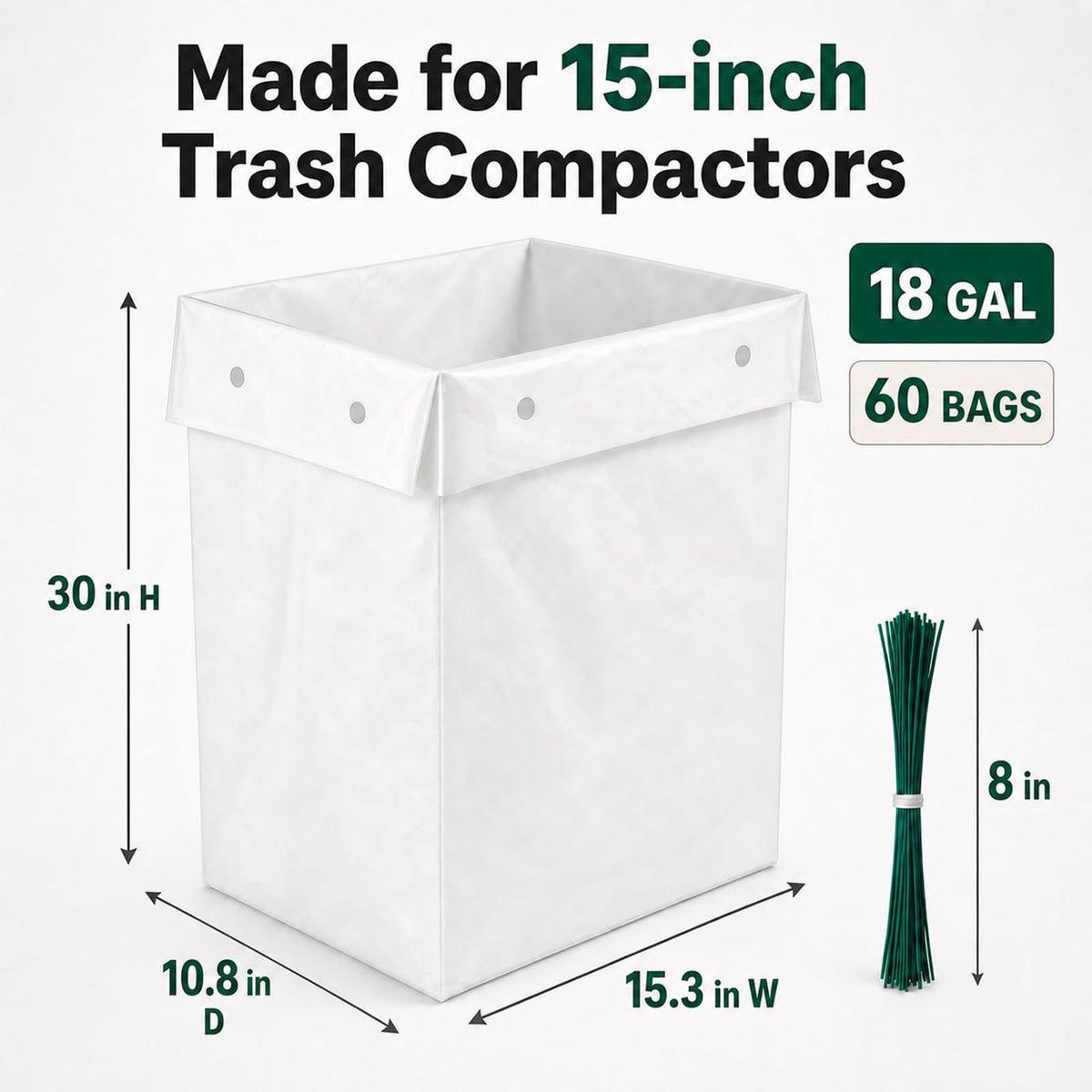 60pack 2.6 Mil 18 Gal Trash Compactor Bags H778891