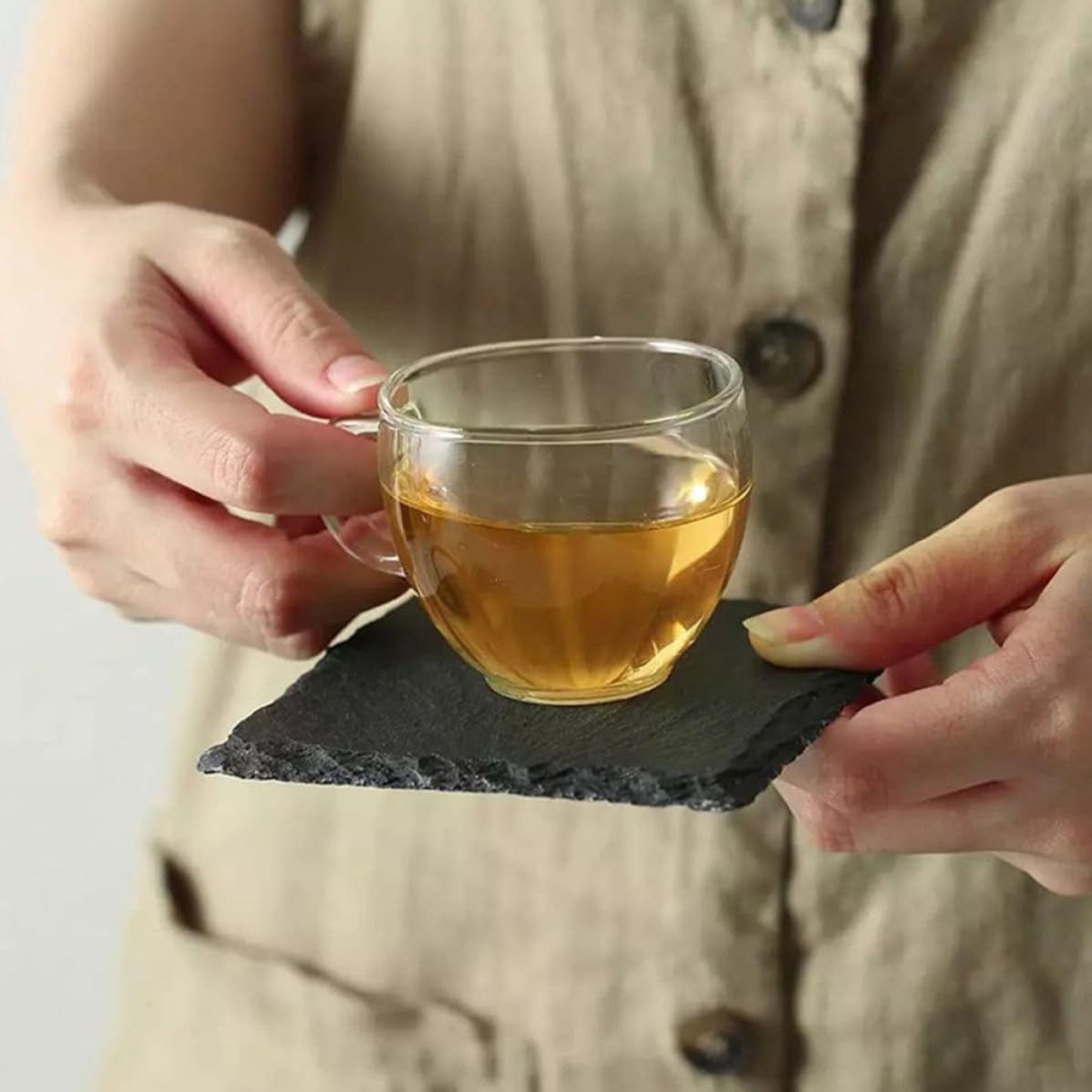 Natural Stone Decorative Cup Coaster Set Q55237