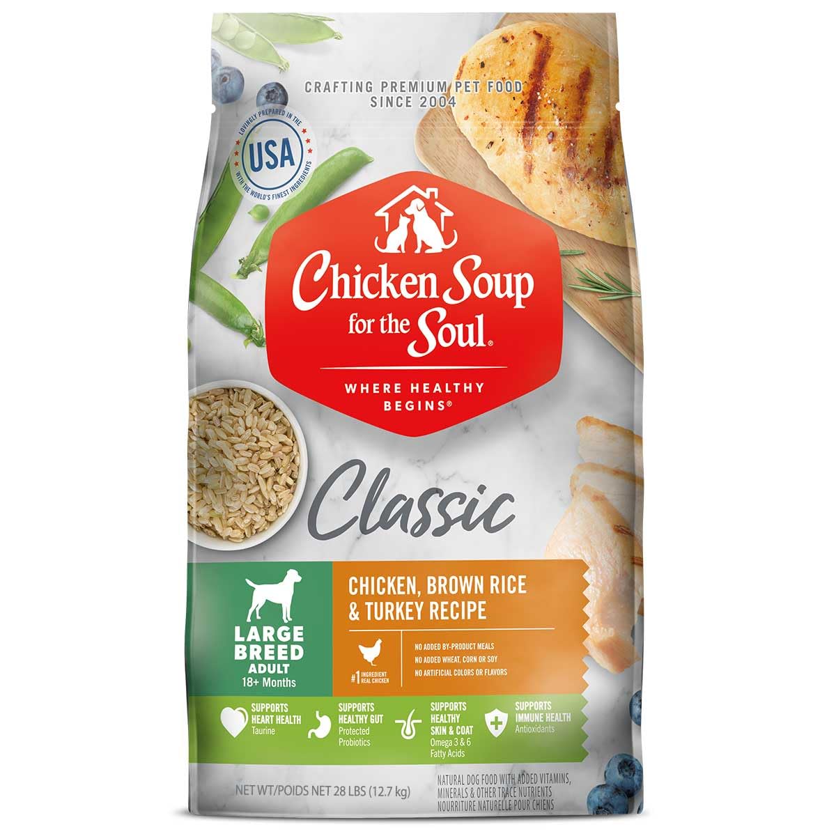 Large Breed Adult Dry Dog Food Chicken Brown Rice Turkey 28lb Q9624