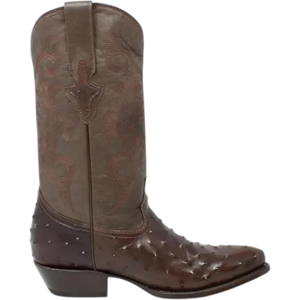 White Ostrich Print Leather Western Cowboy Boots Y95214