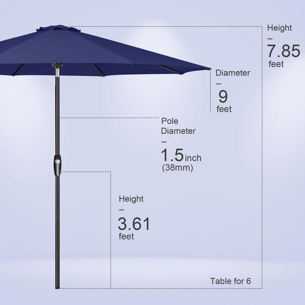 Patio Market Outdoor Table Umbrella with Auto Tilt and Crank D542150