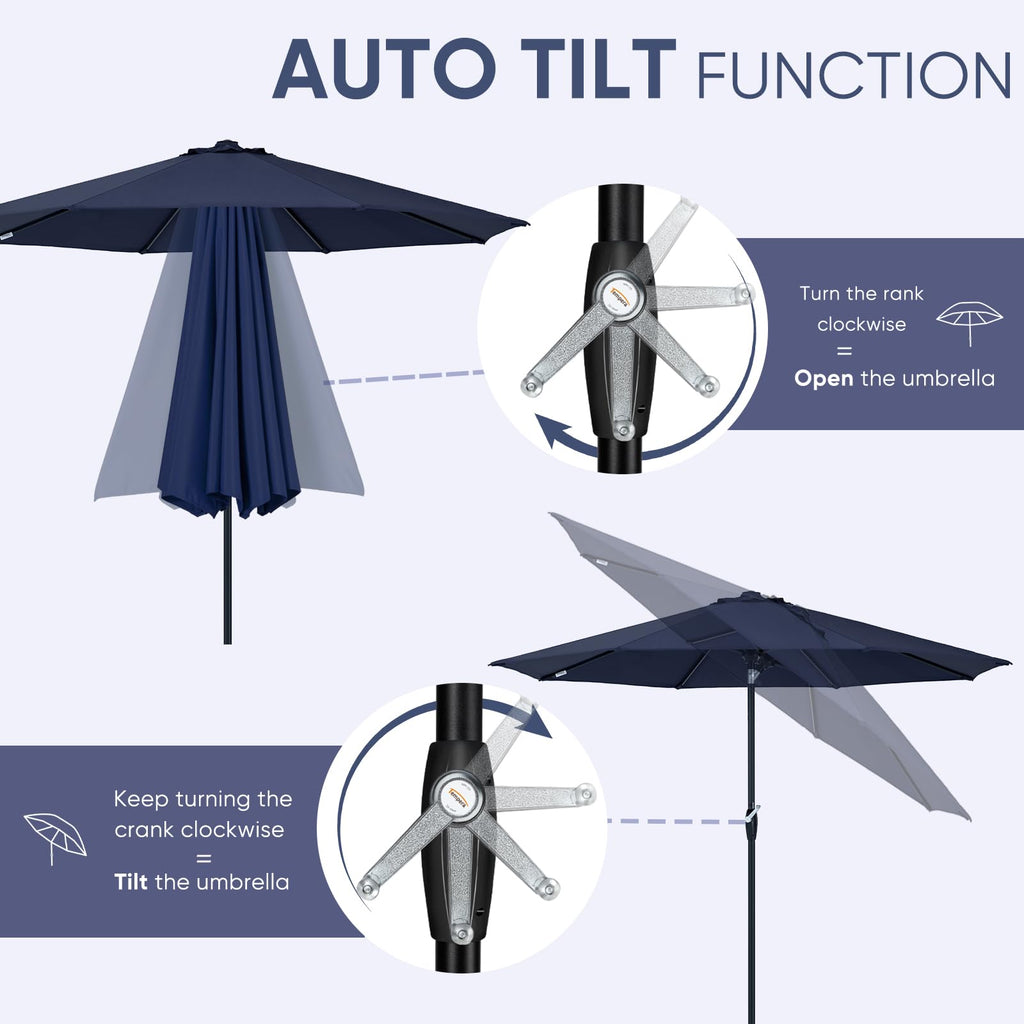 Patio Market Outdoor Table Umbrella with Auto Tilt and Crank D542150
