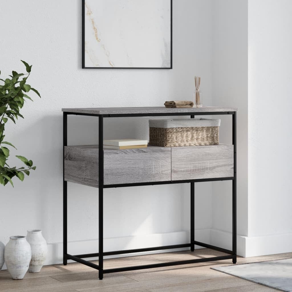 Brown Oak Look Console Table with 2 Drawers and 1 Shelf A195038