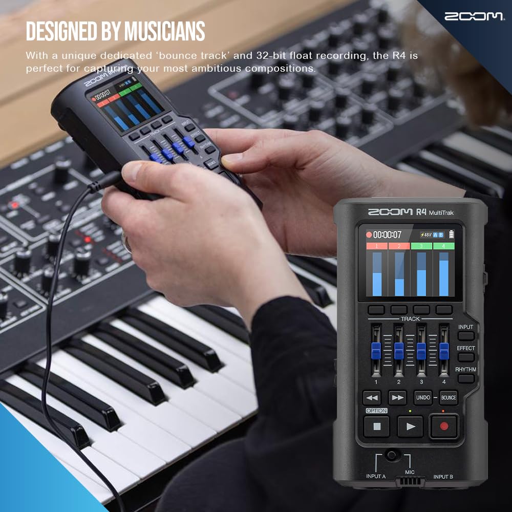 32-Bit Float 4-Track Recorder with Dual XLR/TS Inputs and Built-In Mic B97501