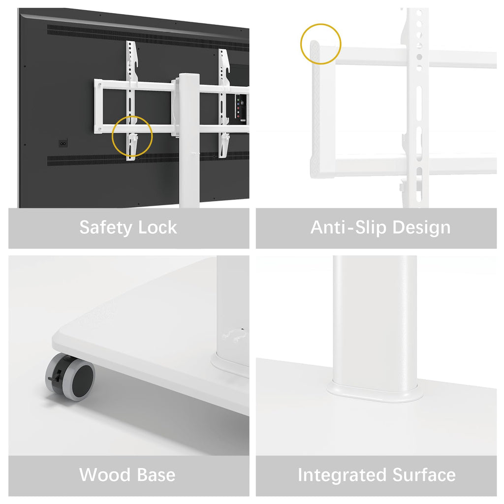 White Rolling TV Stand F6858