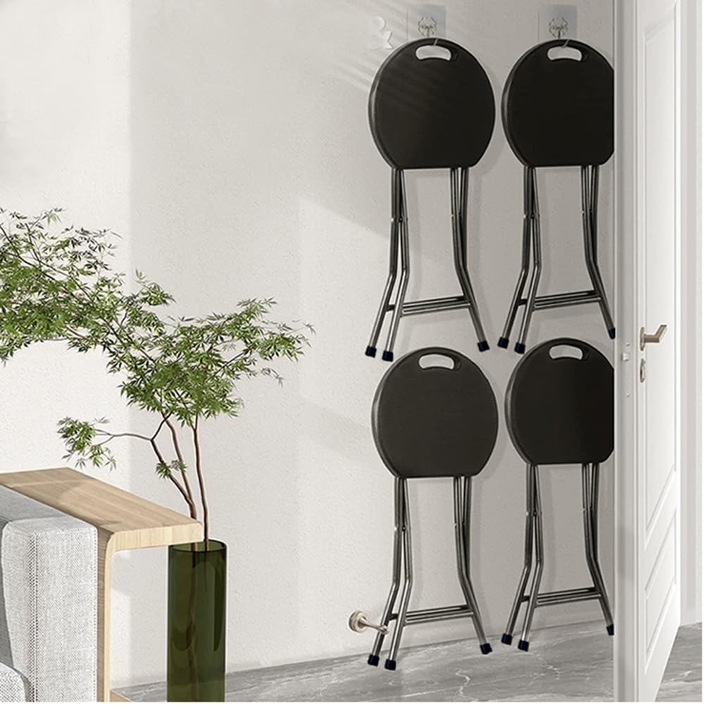 18 Inch Portable Folding Stool with Handle, 500lbs Capacity Round Plastic Chair E905036