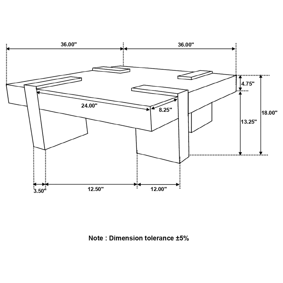 Sheesham Wood Square Coffee Table with Wooden Legs P7583