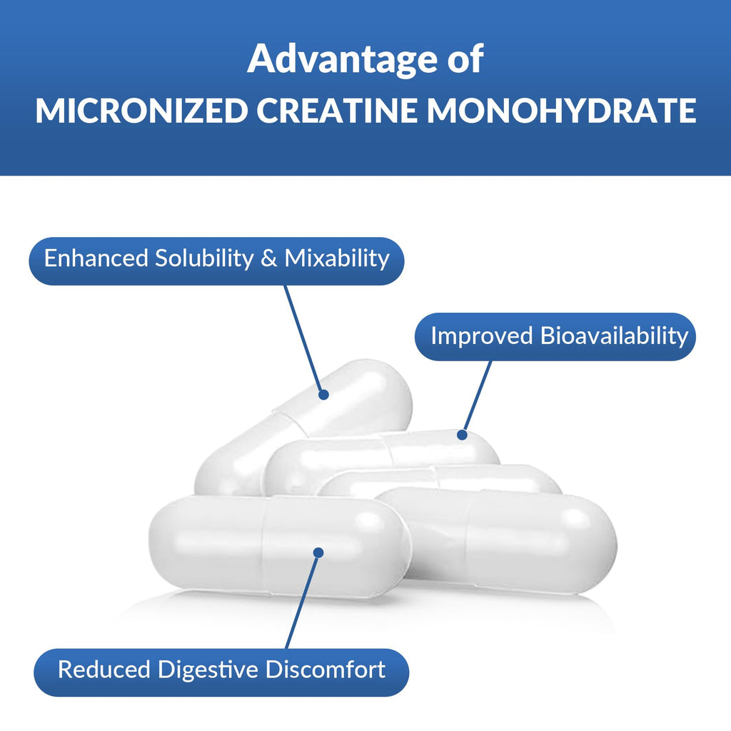 5000mg Micronized Creatine Monohydrate Capsules with Vitamin B12, Vegan, Gluten Free, 150 Count D793801