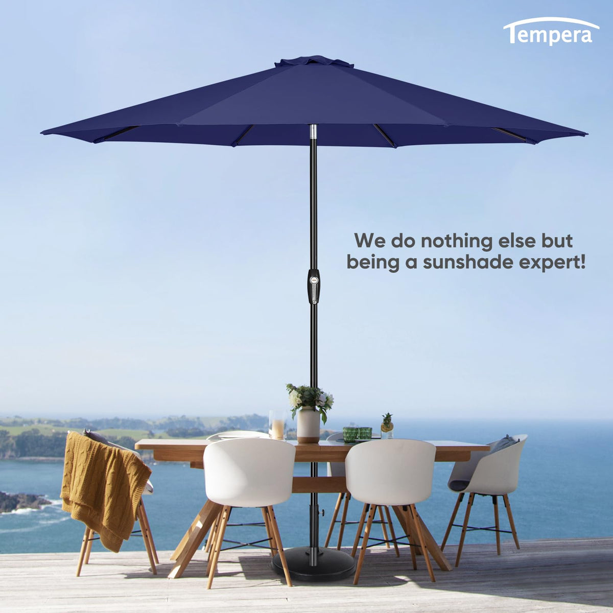 Patio Market Outdoor Table Umbrella with Auto Tilt and Crank D542150