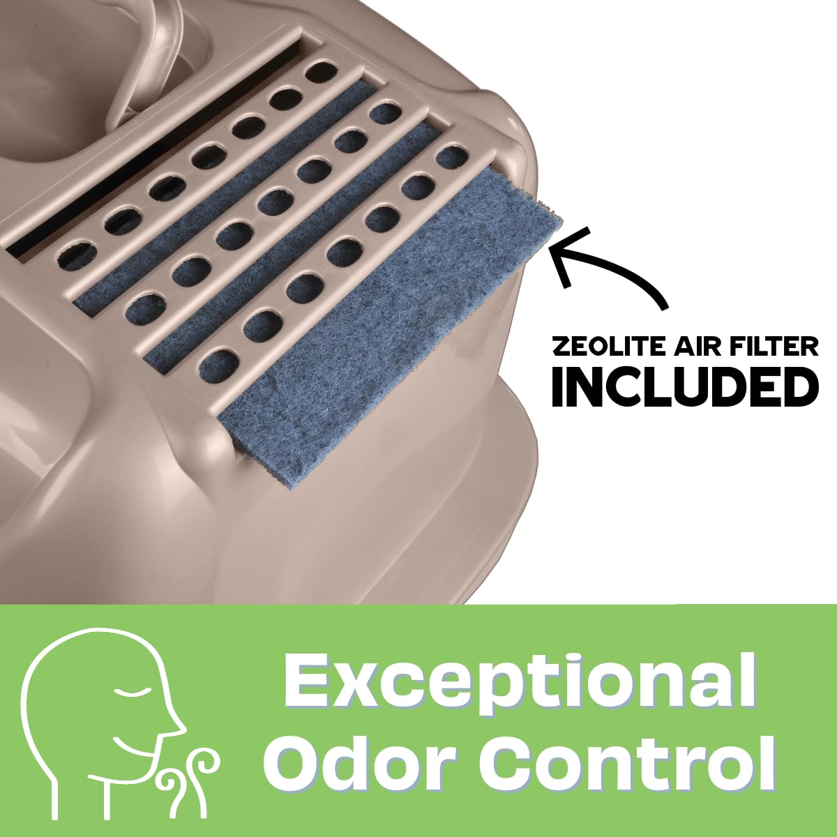 Large Enclosed Sifting Cat Pan with Odor Door, Hooded, Beige P99170