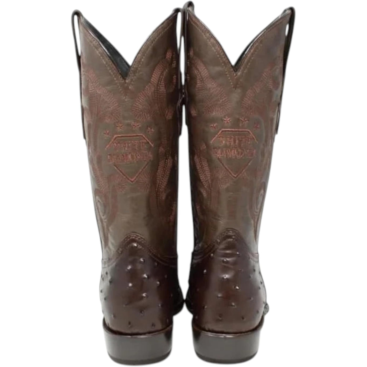 White Ostrich Print Leather Western Cowboy Boots Y95214