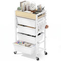 5 Tier Rolling Cart with Drawers, White I58244