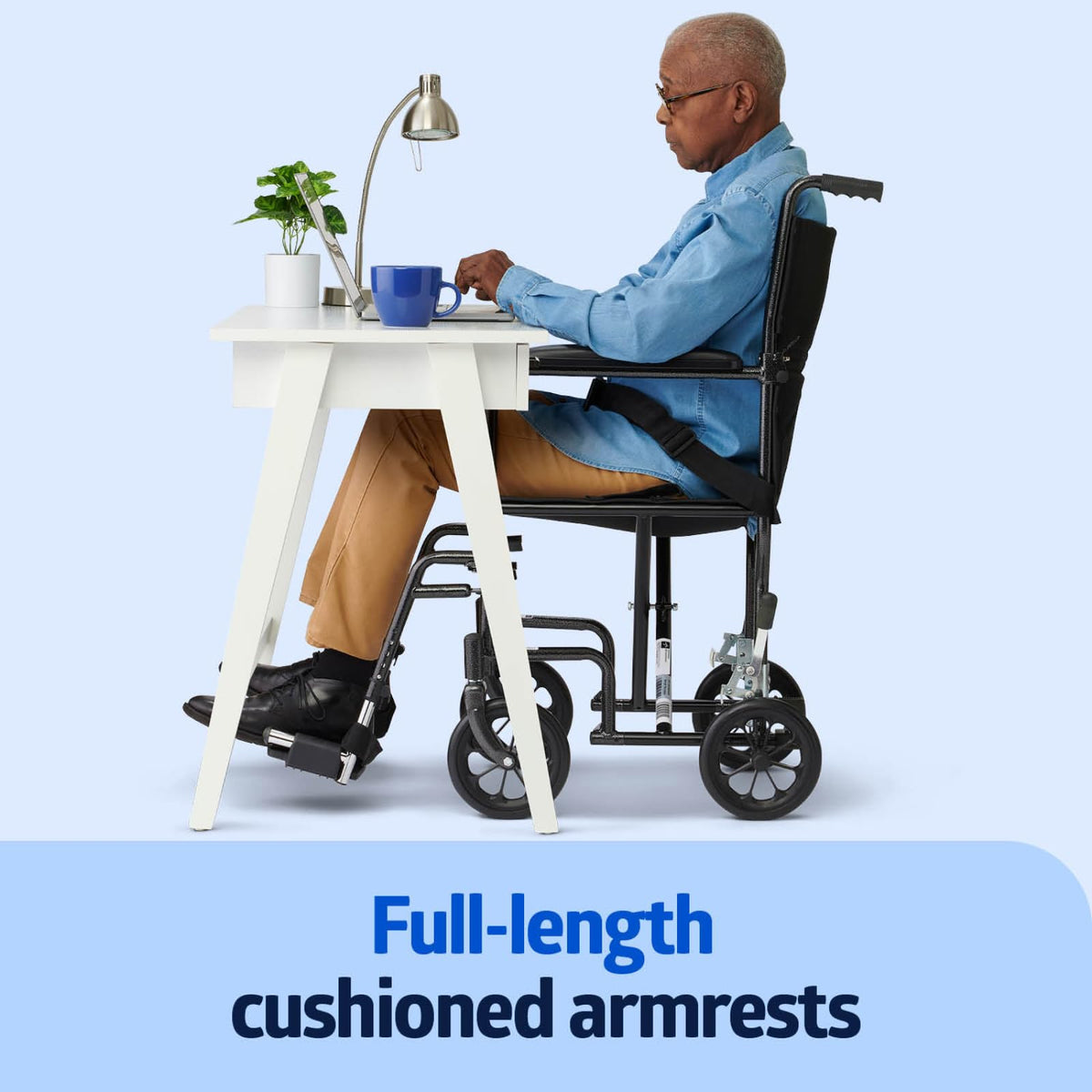 Folding Steel Transport Wheelchair with Swing-Away Footrests A157590