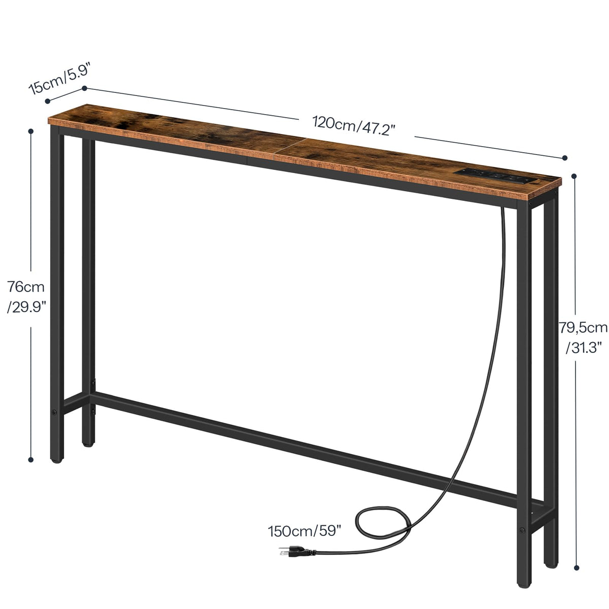 47.2" Narrow Console Table with Power Outlet B122