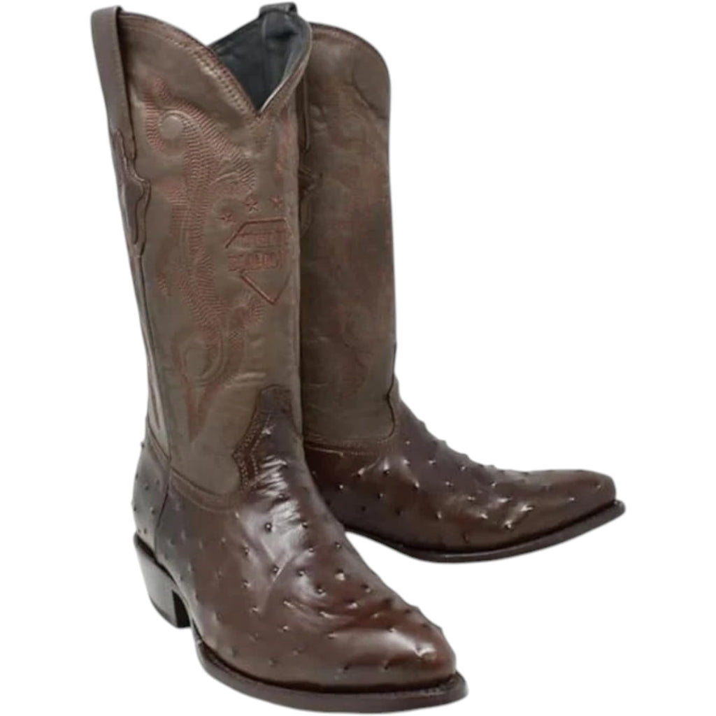 White Ostrich Print Leather Western Cowboy Boots Y95214